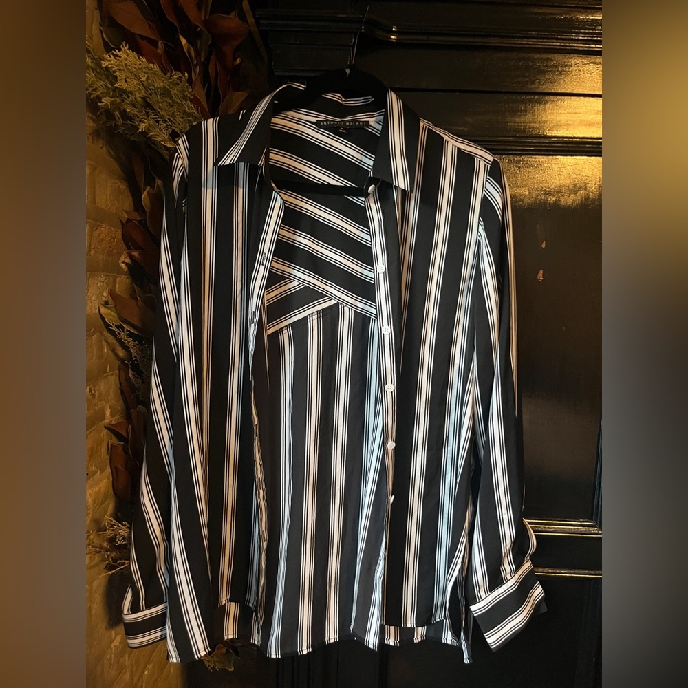 Antonio Melani Black and White Stripe Blouse